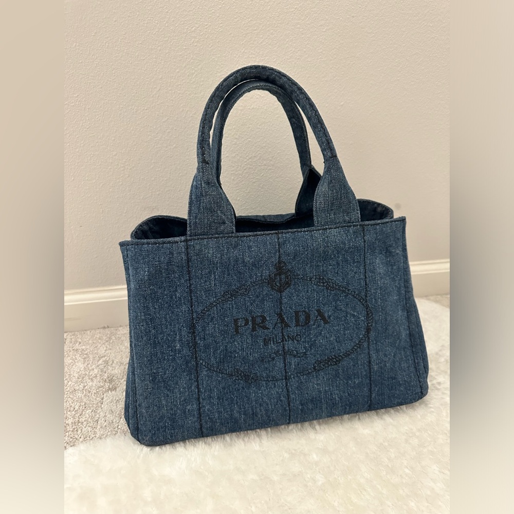 SOLD Prada Denim Canapa Logo Tote Blue